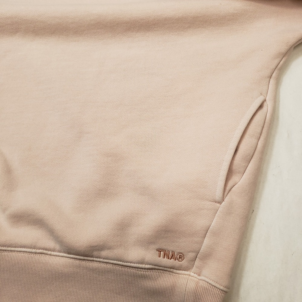 Aritzia Tna Cozy Fleece Size 1 Small Boyfriend Crew Sweatshirt Pale Pink Slouchy - Picture 6 of 9